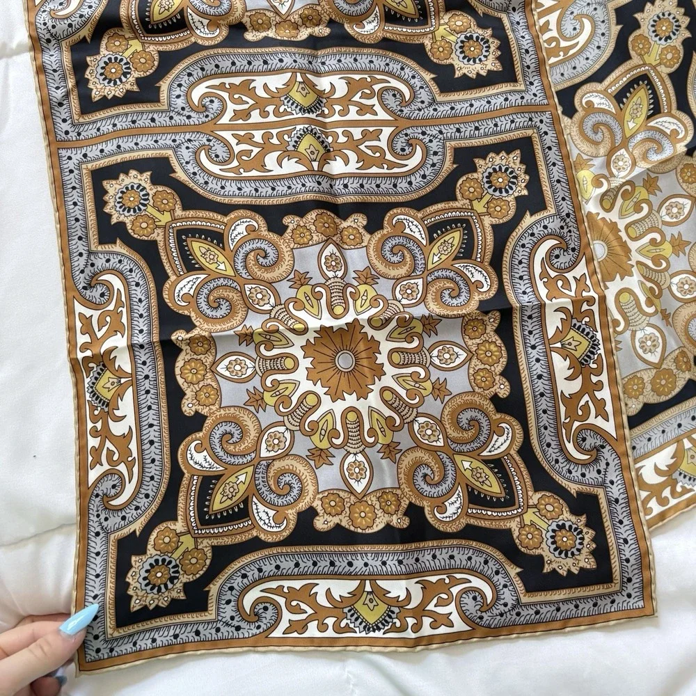 Echo 100% Silk Scarf Baroque Ornate Medallion Rectangle 65